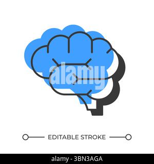 Brain offset shadow line icon Stock Vector