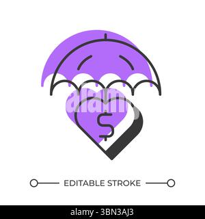Health insurance offset shadow line icon Stock Vector