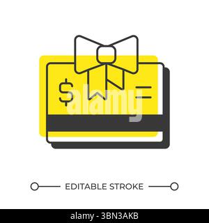 Gift card offset shadow line icon Stock Vector