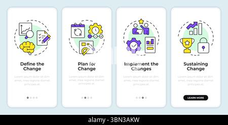 Stages of organizational change onboarding mobile app screen Stock Vector