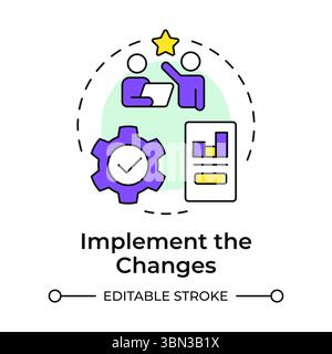 Implement changes multi color concept icon Stock Vector