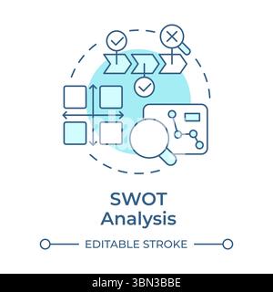 SWOT analysis soft blue concept icon Stock Vector