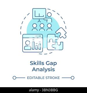 Skills gap analysis soft blue concept icon Stock Vector