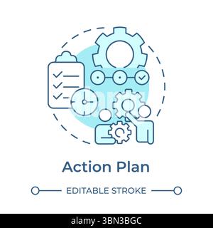 Action plan soft blue concept icon Stock Vector