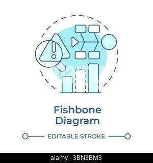 Fishbone diagram soft blue concept icon Stock Vector