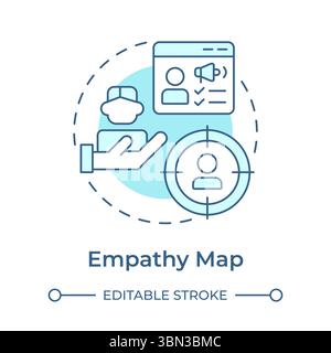 Empathy map soft blue concept icon Stock Vector