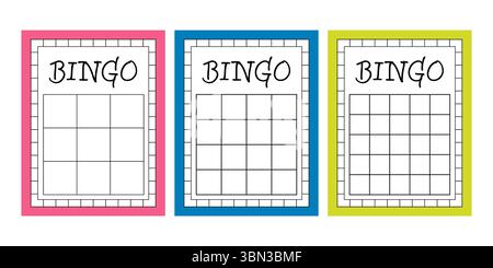 Bingo card template blank with star, luck lotto board game. Bingo ...