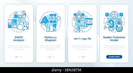 Tools of gap analysis blue onboarding mobile app screen Stock Vector