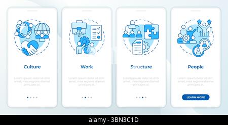 Nadler Tushman congruence framework blue onboarding mobile app screen Stock Vector