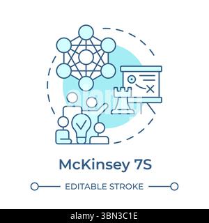 McKinsey 7S soft blue concept icon Stock Vector
