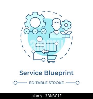 Service blueprint soft blue concept icon Stock Vector