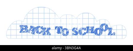 Colorful back to school design featuring blue grid clouds and bold letters creating an inviting atmosphere for students returning to school after Stock Vector
