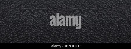 it is luxury horizontal black leather texture for pattern and background. Stock Photo