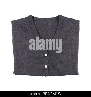 it is one folded sweater with buttons isolated on white. Stock Photo