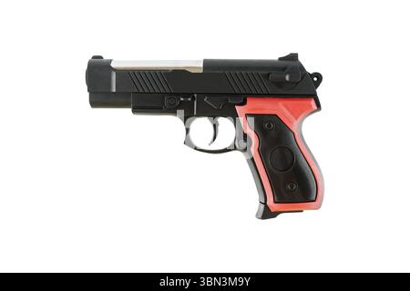 it is one plastic handgun toy isolated on white. Stock Photo