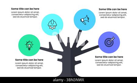 Infographic template with icons and 4 options or steps. Abstract tree. Can be used for workflow layout, diagram, banner, webdesign. Vector illustratio Stock Vector