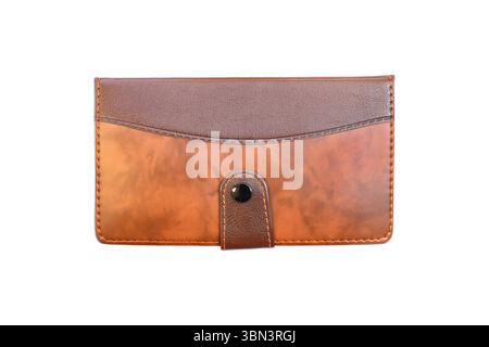 it is tablet and notebook leather case isolated on white. Stock Photo