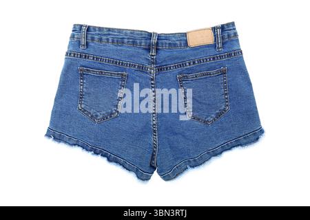 it is one short blue jeans isolated on white. Stock Photo
