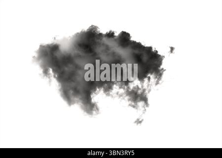 it is black smoke and cloud isolated on white. Stock Photo