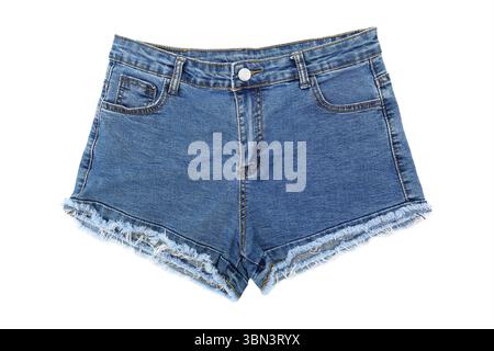 it is one short blue jeans isolated on white. Stock Photo