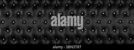 it is horizontal elegant black leather texture with white buttons for pattern and background. Stock Photo