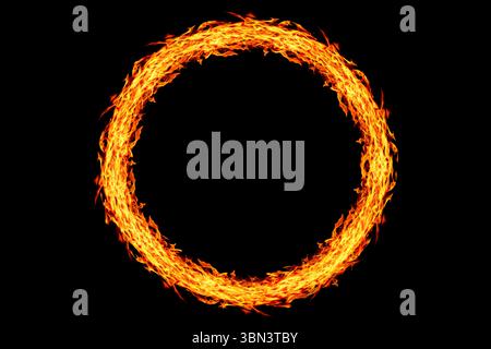 it is circle fire frame isolated on black. Stock Photo