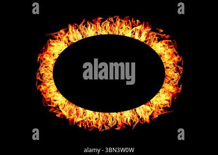 it is ellipse fire frame isolated on black. Stock Photo