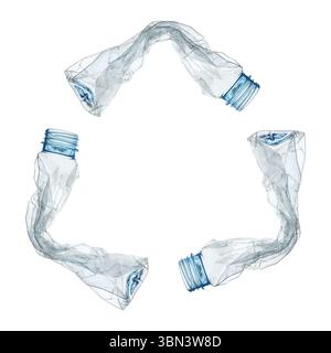 it is recycled sign by plastic bottles isolated on white. Stock Photo