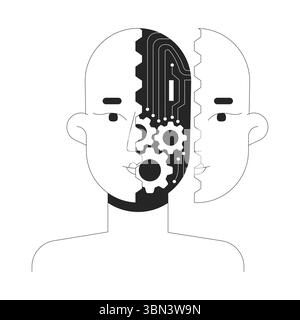 Robotics artificial intelligence line illustration concept Stock Vector