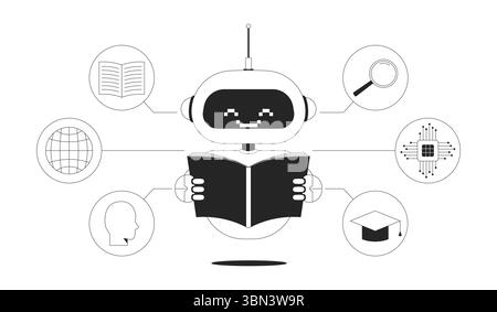 AI training line illustration concept Stock Vector