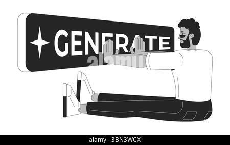 Generative AI for content generation line illustration concept Stock Vector