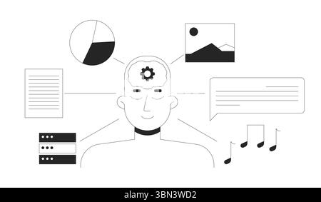 LLM training datasets line illustration concept Stock Vector