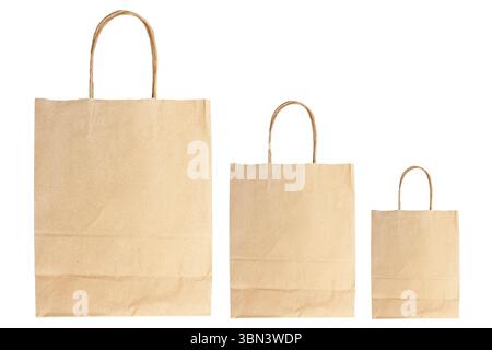 it is plain brown paper bags isolated on white. Stock Photo
