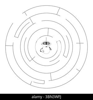Training AI through problem solving line illustration concept Stock Vector