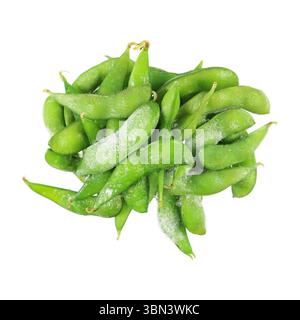 it is pile of frozen green peas isolated on white. Stock Photo