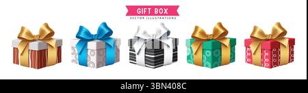 Colorful Present Boxes with Elegant Ribbons Vector Clipart for Celebrations and Special Events Stock Vector
