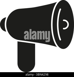Megaphone Solid Icon. Public Announcement, Communication, And Promotion Silhouette Symbol. Marketing And Broadcasting Tool Representation. Isolated Stock Vector