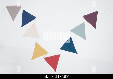 Party triangular cloth flag isolated nature background with clipping path Stock Photo