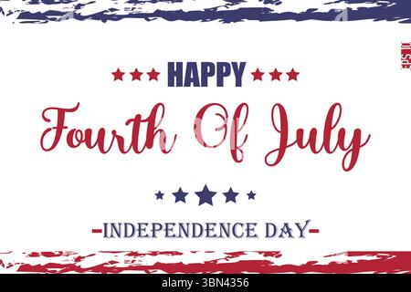 Happy 4th of July Independence Day Modern Text Typography USA Abstract Flag Template Stock Vector