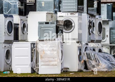 Used Washing Machine and Dryer Storage Stock Photo