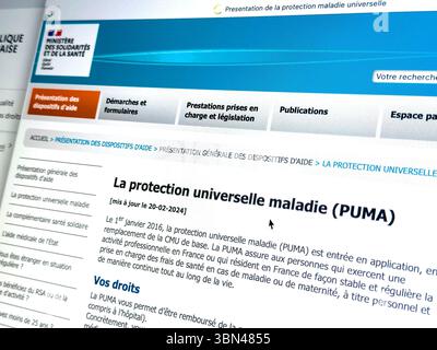 France. Still life on the theme of universal protection, PUMA disease. Stock Photo