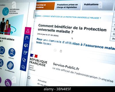 France. Still life on the theme of Supplementary Solidarity Health. Stock Photo