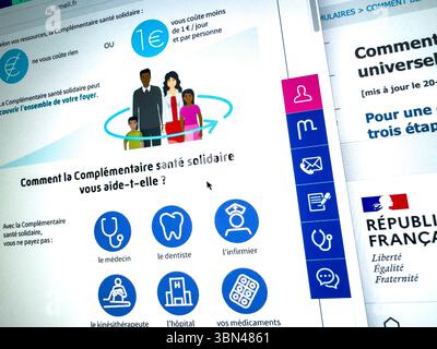 France. Still life on the theme of Supplementary Solidarity Health. Stock Photo