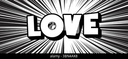Love declaration explosion lettering bold speech. Dynamic motivational message fun quote text energy japanese manga comics impact. Pop art design Stock Vector