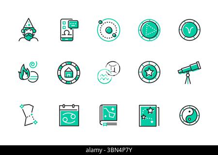 Astrology - set of line design style icons Stock Vector