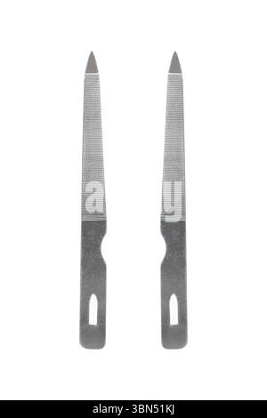stainless steel nail buffer isolated on white. Stock Photo