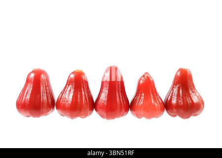 five rose apples isolated on white. Stock Photo