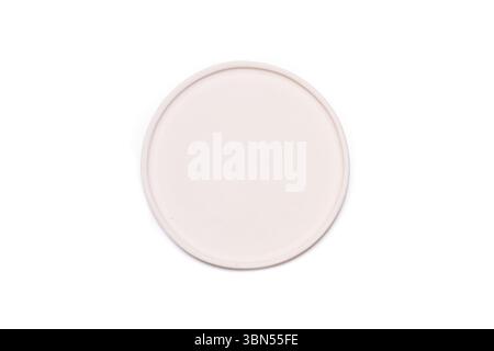 A white plate in a top view isolated on a white background Stock Photo