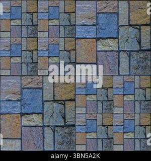multicolor stone tile texture for pattern and background. Stock Photo
