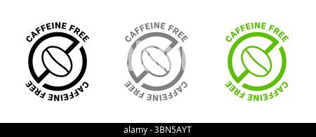 Caffeine free vector logo icon sign. Allergy decaffeinated coffee symbol health natural eco label. Stock Vector